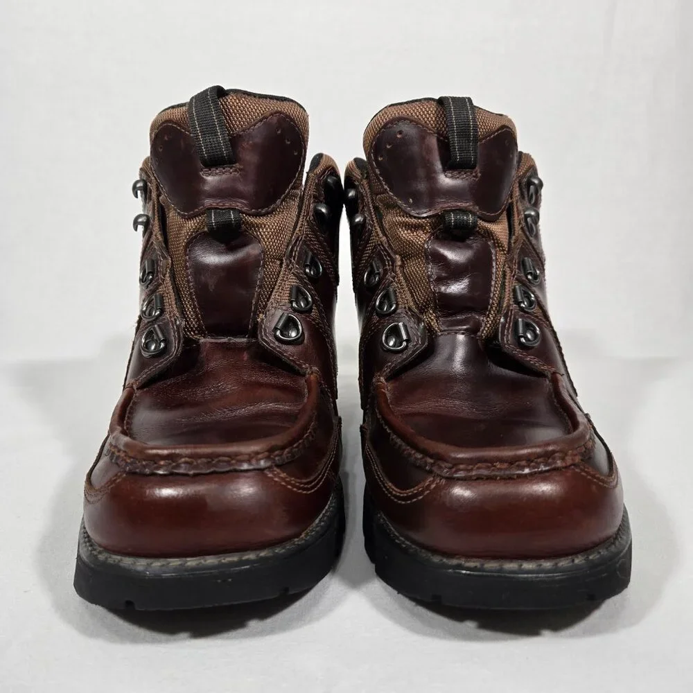 ROCKPORT XCS Burgundy & Brown Leather HIDRO-SHIELD Waterproof Boots Men Size 10 - Picture 4 of 17